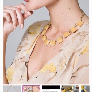 White House Black Market Gold Necklace with Square Details